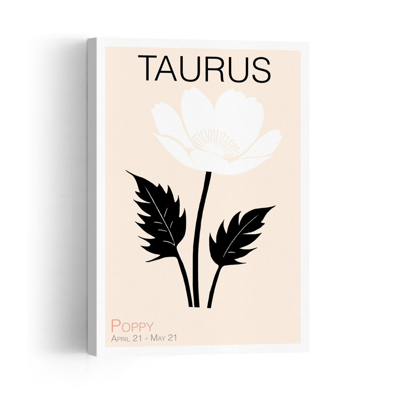 Fleur de pavot du Taureau - Affiche murale printanière délicate, élégante et minimaliste, H 24 po x l 16 po