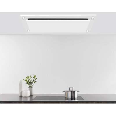 38 Inch 600 CFM Flush Mount Ceiling Island Range Hood, Wall Switch and Dimmable LED's