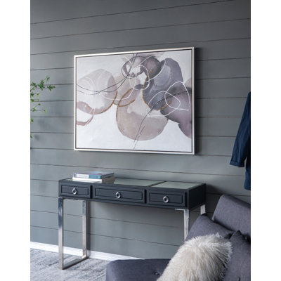 47" X 35.5" Large Modern Oil Painting, Hand Painted Abstract Gray Brown Watercolor Texture