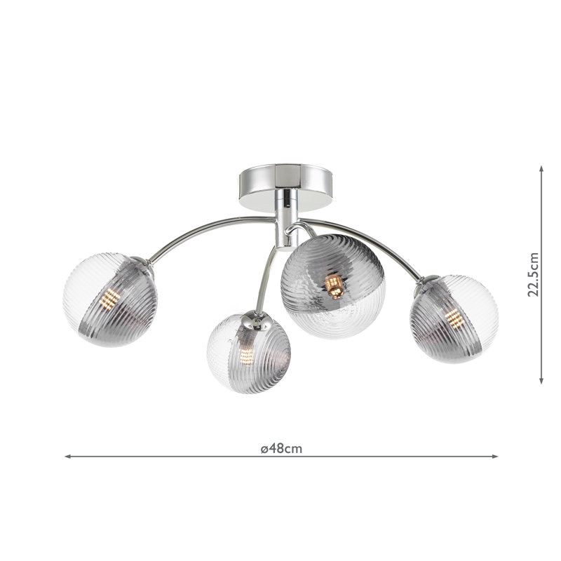 Flush Mount, 22.5" H x 44" W x 44" D, 4