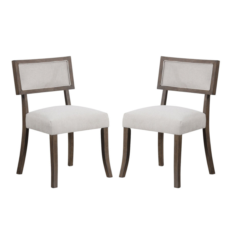 Ensemble de 2 chaises de salle à manger rembourrées en noyer foncé et gris clair