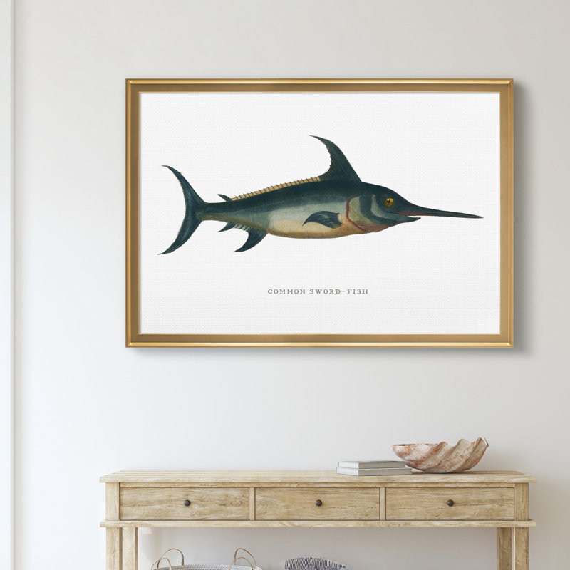 «Common Sword Fish», impression sur toile encadrée, H 22,5 po x l 30,5 po x P 1,5 po, Doré
