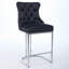 Ensemble de 2 tabourets de bar noirs de 25 po de hauteur de comptoir, chaises d'îlot de cuisine rembourrées en velours moderne avec dossier à boutons, garniture de rivets et pieds en métal chromé | Idée cadeau-375297816
