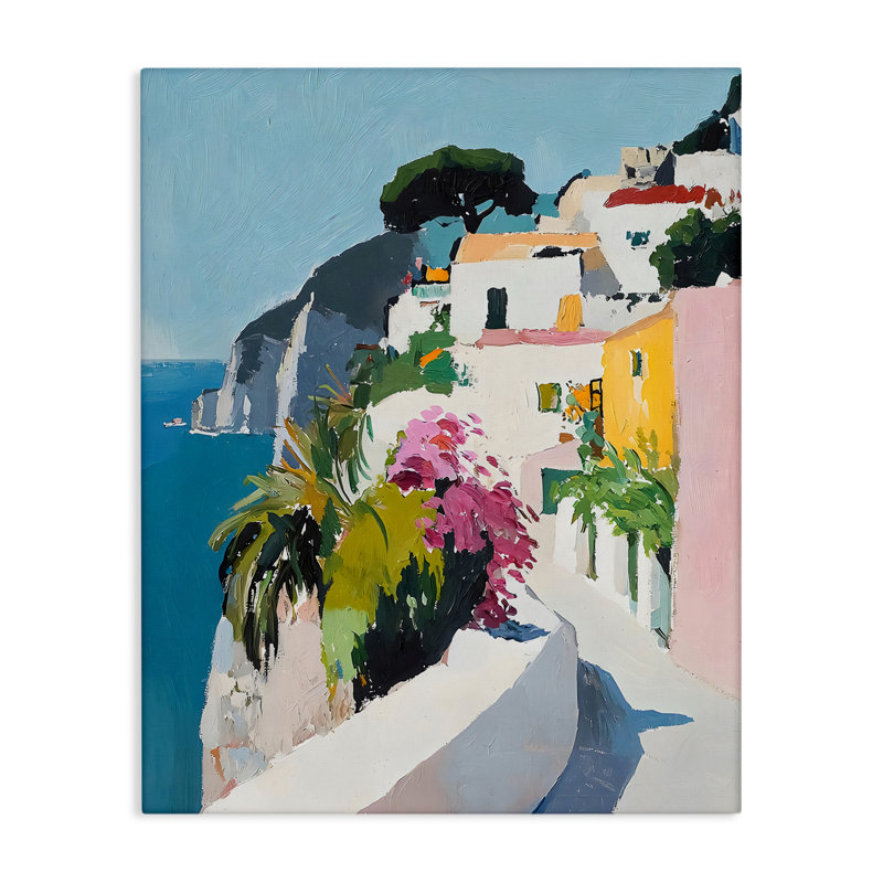 Toile de la côte italienne, conception de Riley B, H 48 po x l 36 po
