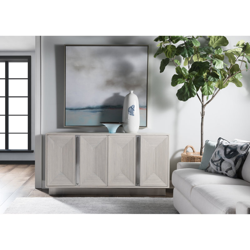 Gray Oak and Stainless Steel Modern Media Console