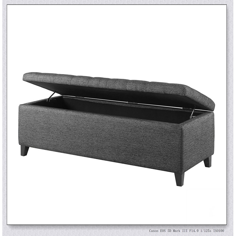Tufted Top Soft Close Storage Bench Simple design, comfortable and durable, multi-functional bench, Charcoal