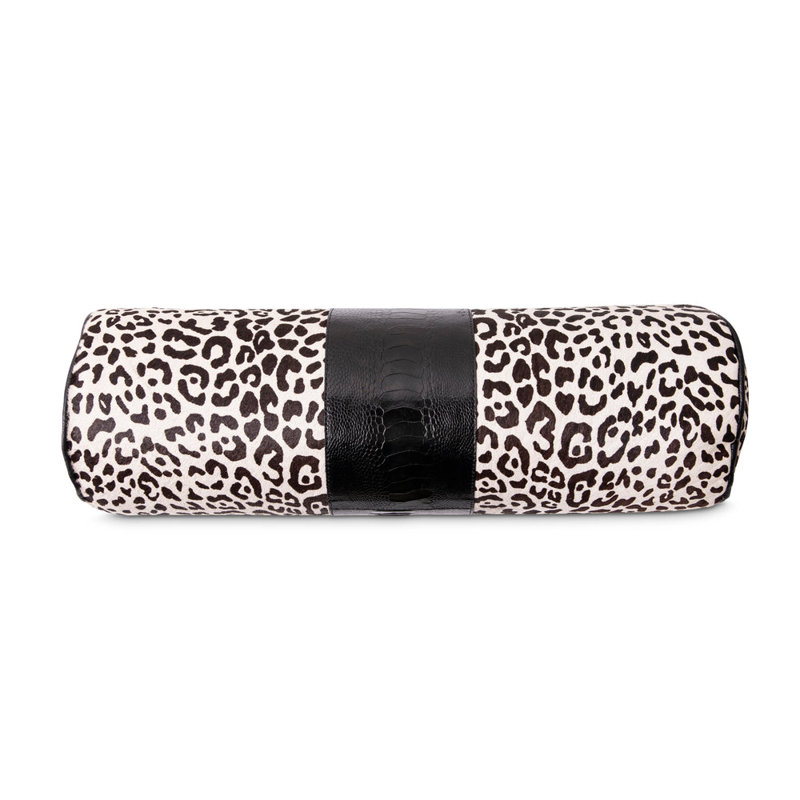 Kenya - Snow Leopard / Black Ostrich Shin Bolster Pillow