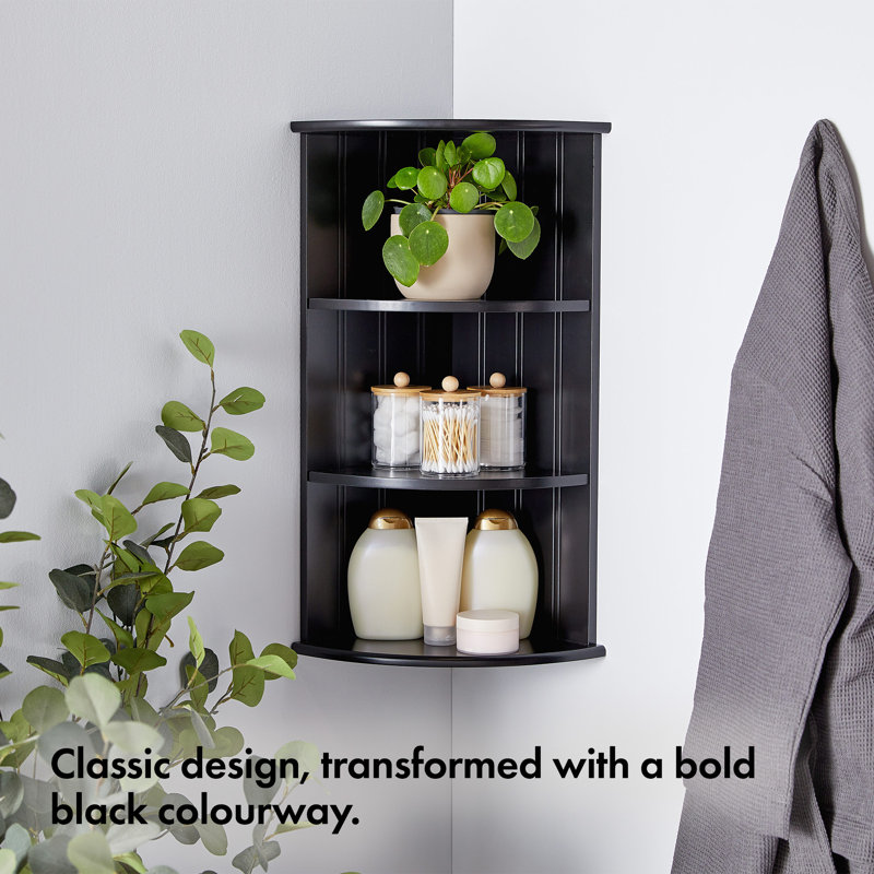 3-Tier Corner Bathroom Shelves, Black