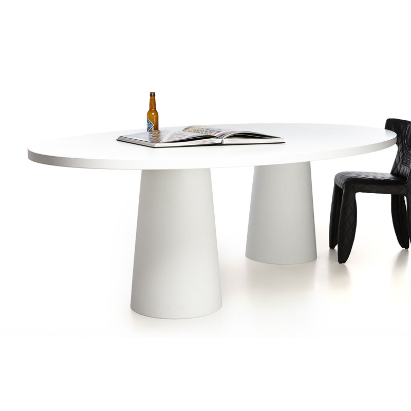 Container Oval Dining Table, RAL 9016 Lacquered