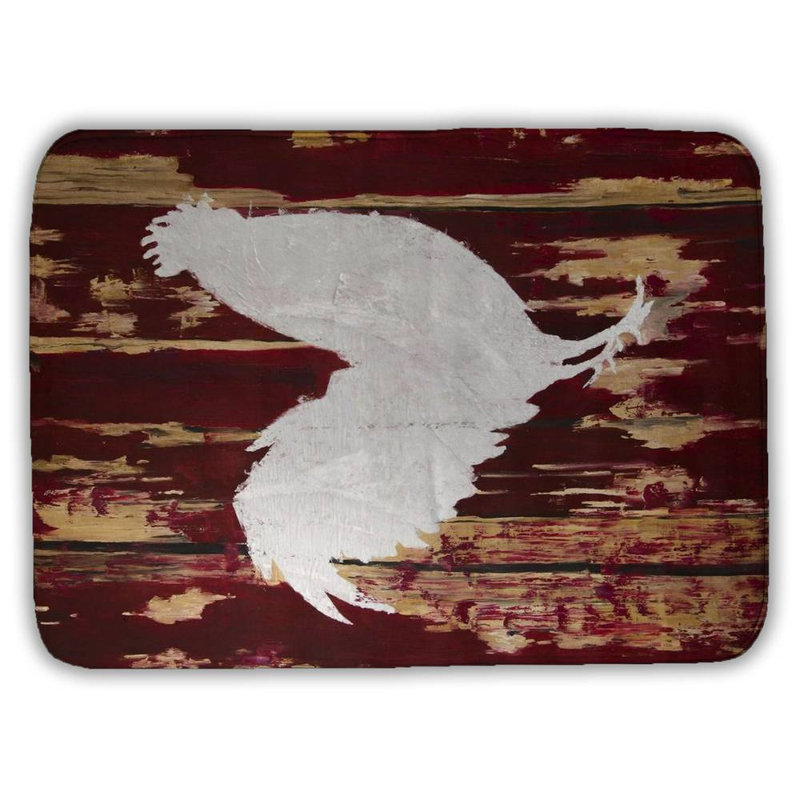 Rooster silhouette Bath Mat with Non-Slip Backing - Quick Dry Memory Foam Bathroom Rug - Absorbent - Modern Plush Spa-Style - Machine Washable