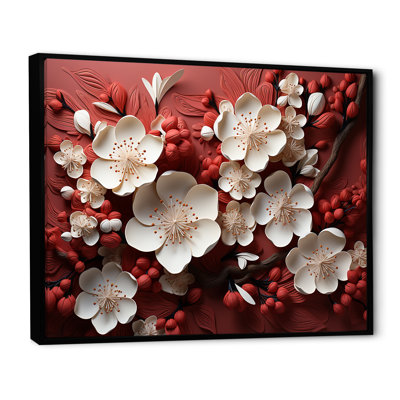 Orchidées blanches et rouges IV - Art mural floral abstrait