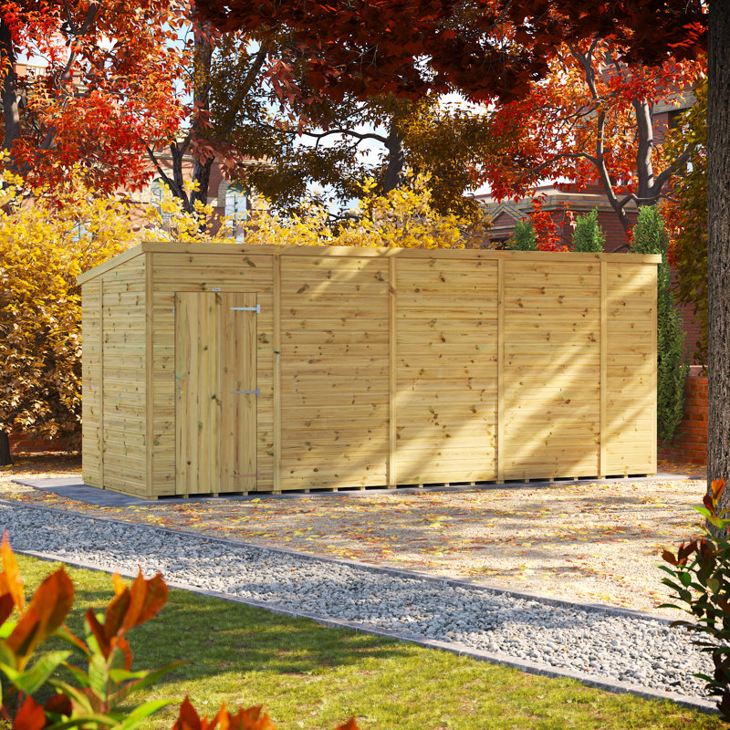 Powersheds 18 x 6ft Premium Pressure Treated Timber Windowless Pent Garden Shed
