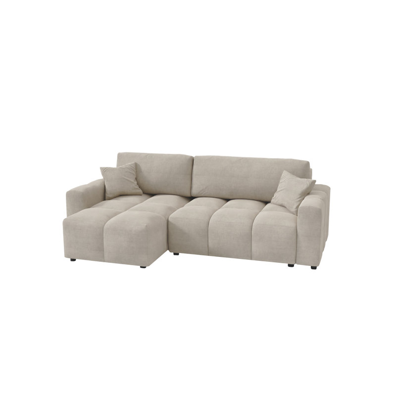 Mellie 4 Seater Corner Sofa Chaise, Mellie Beige Microfiber / Microsuede, Left Hand Facing
