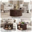  Lift-Top Coffee Table with Hidden Storage & Open Shelf, Round 31.5” Wooden Cocktail Table for Living Room, Brown Finish with Black Metal Frame