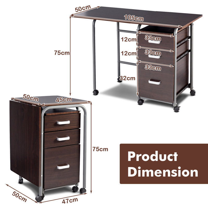Iron Computer Desk, Grey, Brown