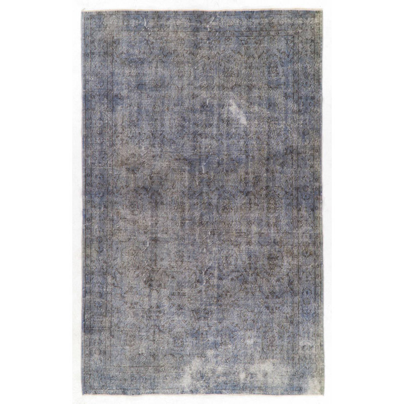 Tapis turc contemporain à motif floral délavé 6,4 x 10,4 pi de couleur grise