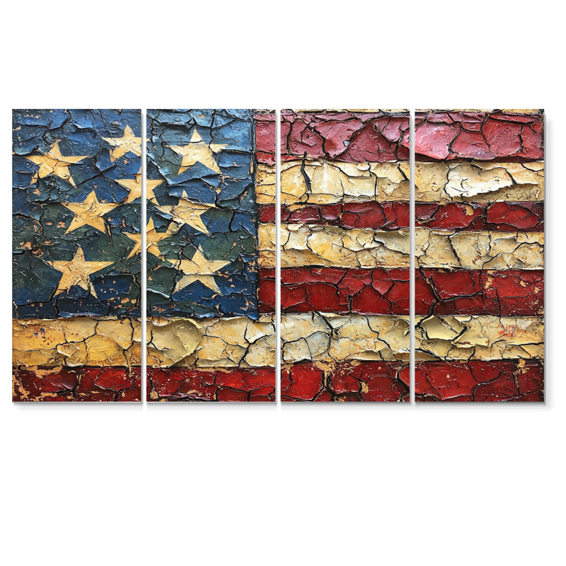 Dunaj - Patriotiste américain, art mural moderne, 4 pièces, H 28 po x l 48 po