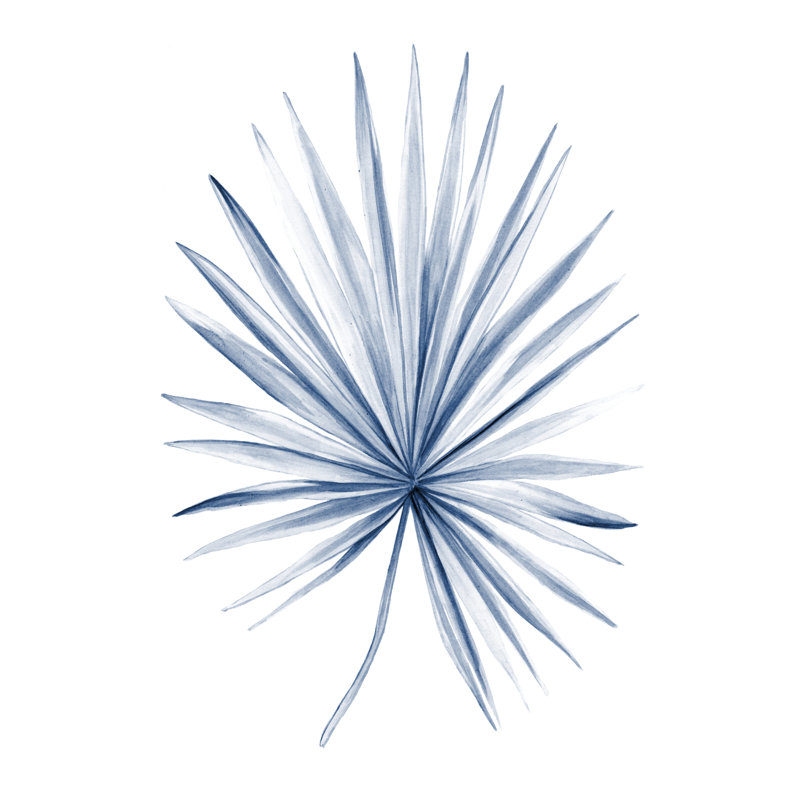 Feuilles indigo tropicales de l'UA AU II, H 36 po x l 24 po x P 1 po