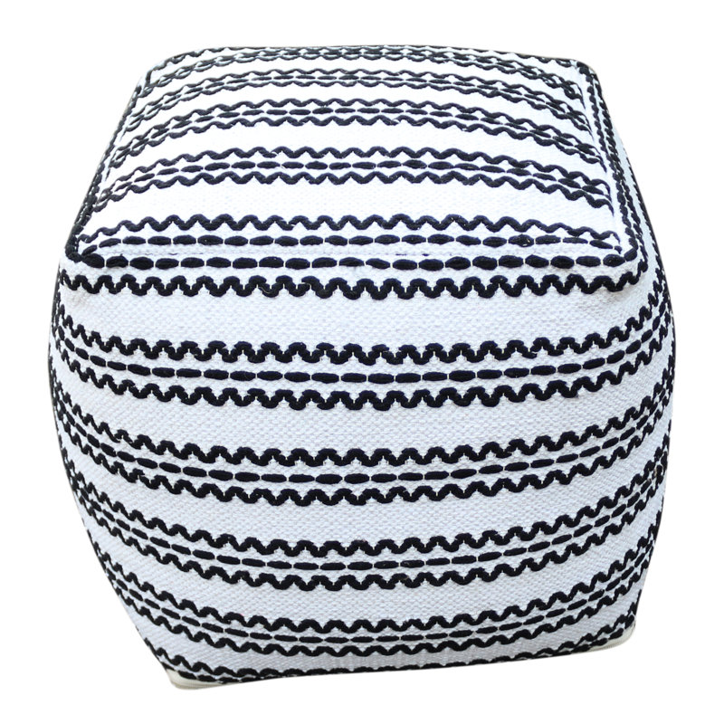 Pouf en tissu noir naturel, carré 16 x 16 x 16, capacité de 200 livres, coton, entièrement assemblé, nettoyage des taches seulement, pouf rembourré de perles, coton de 200 lb, avec