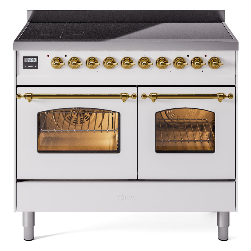 ILVE Nostalgie II 40 in Induction Range, White/Brass