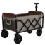 All-in-One Convertible Folding Camping Wagon Cart with Bench Seat, Beige Brown Steel Frame
