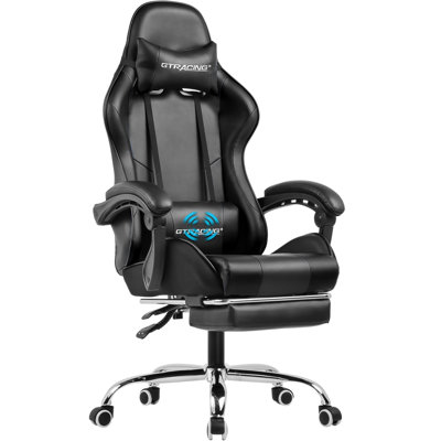 GTPLAYER Adjustable Reclining Ergonomic Faux Leather Swiveling PC & Racing Game Chair with Footrest by GTPLAYER