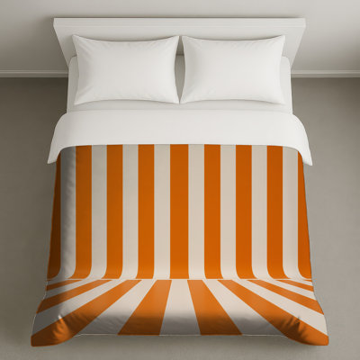 Orange White Vertical Stripes Duvet Covers