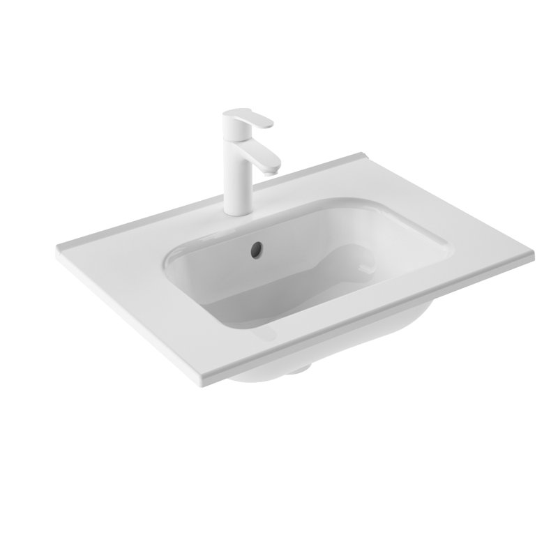 Ensemble de meuble-lavabo simple mural 24 "Miguel, Gris sable, Blanc