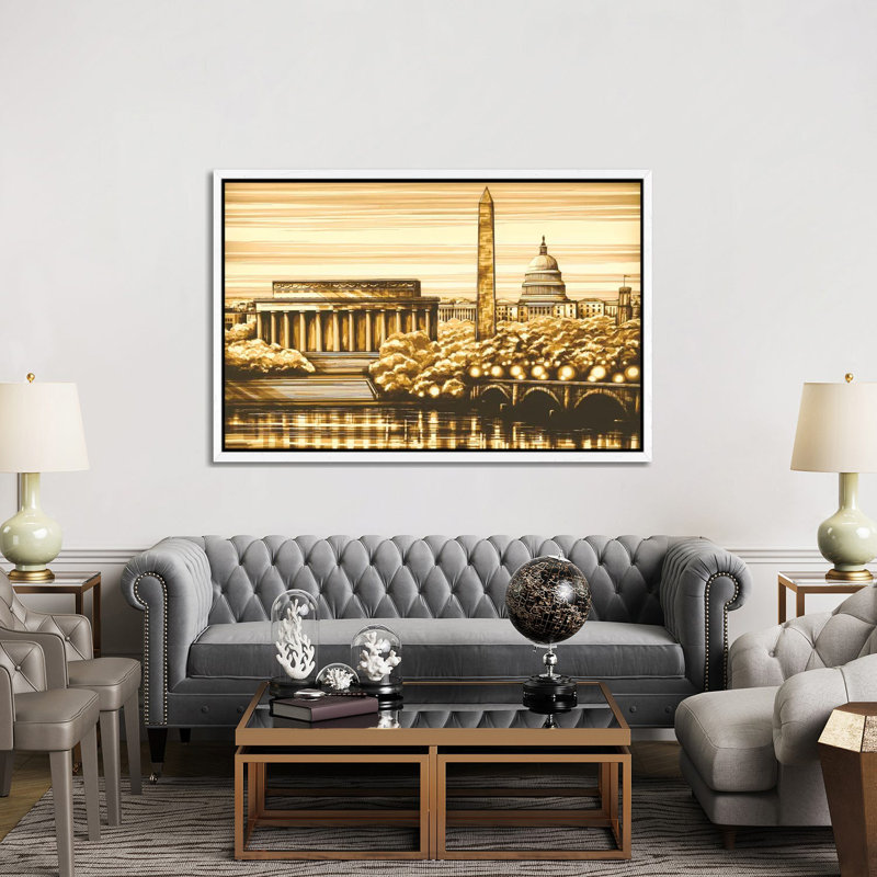 Washington 1 Piece Wall Art on Canvas, 152.5 cm H x 101.5 cm W, White Framed