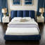 Structure de lit tapissier pour grand lit, style minimaliste moderne avec tête de lit éponge compressée dodue, velours brillant et repose-pieds robuste, matelas non inclus - bleu foncé-1322380142-1322380141