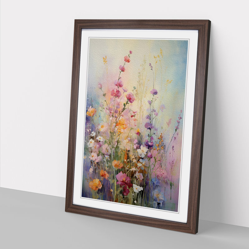 Wildflowers Impressionism - Framed Print, 34cm H x 25cm W x 2cm D, Walnut