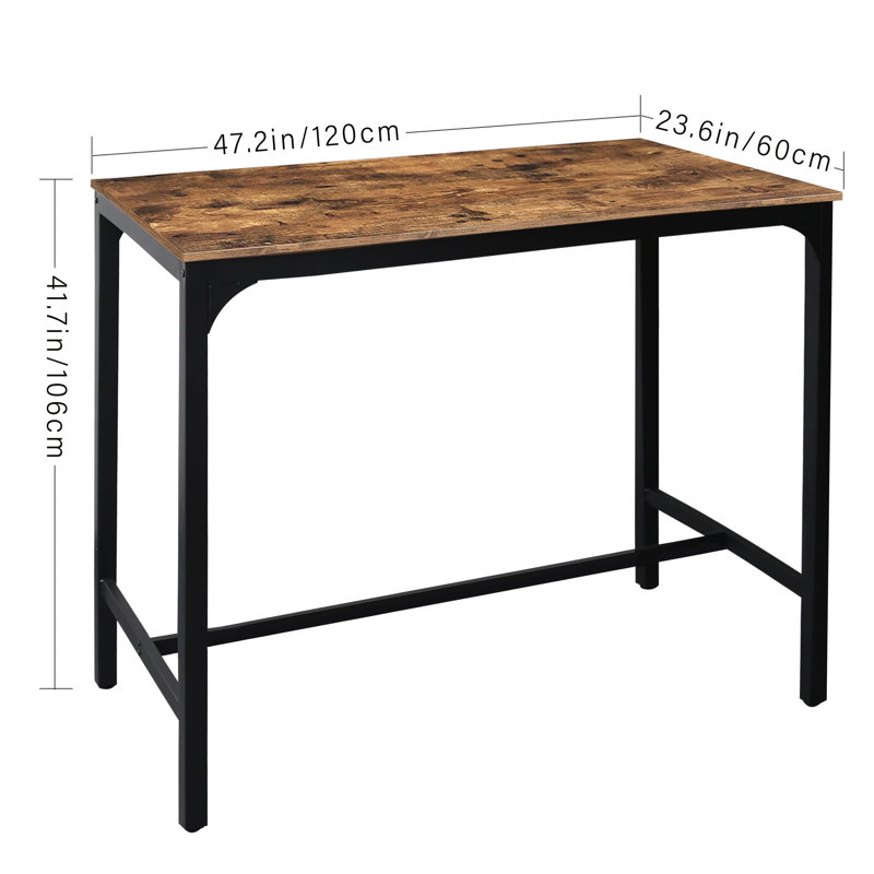 Grimmett Bar Height Dining Table, Metal Base Dining Table, Bar Table, Pub Table, Narrow Rectangular Bar Table