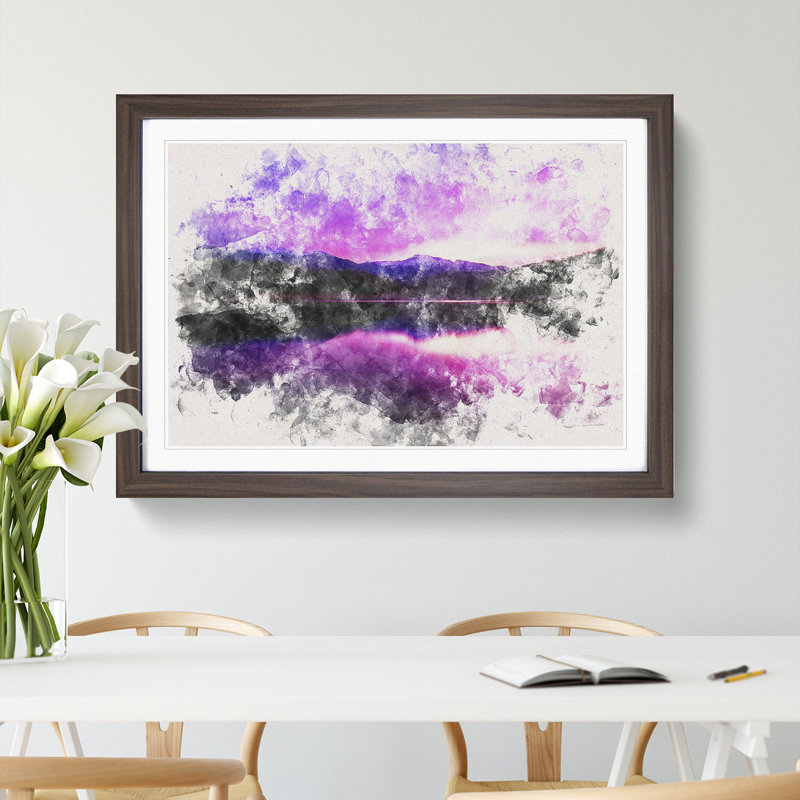 Purple Mountains - Picture Frame Graphic Art Print, 33cm H x 45cm W x 2cm D, Walnut Framed