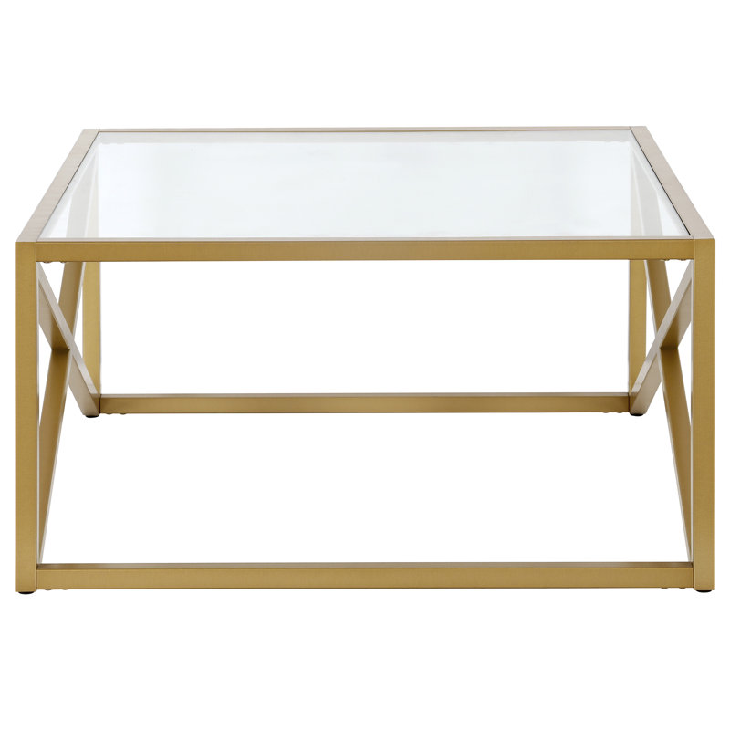 Calix Cross Legs Coffee Table, Brass