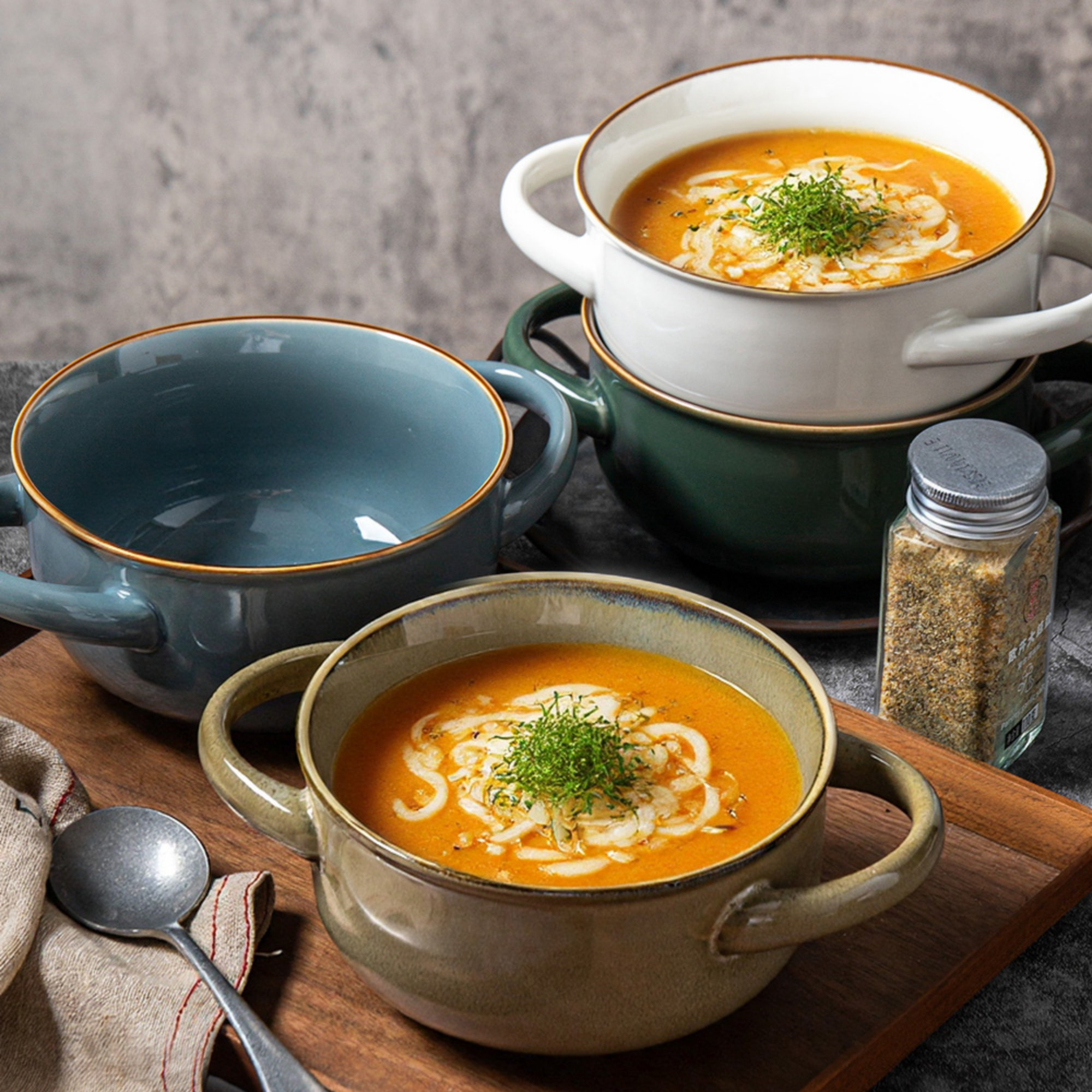 ALOFMO Earth Tone 28oz Ceramic Soup Crocks Set of 4 - Reactive Glaze (Set of 4) & Reviews | Birch Lane