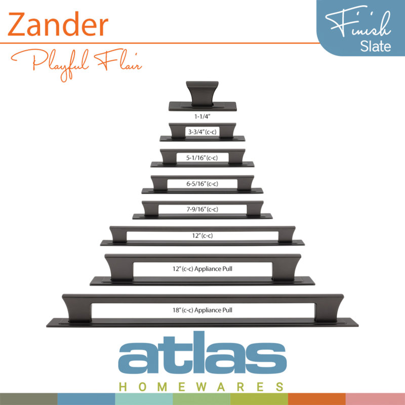 Zander Appliance Pull, 18", Slate