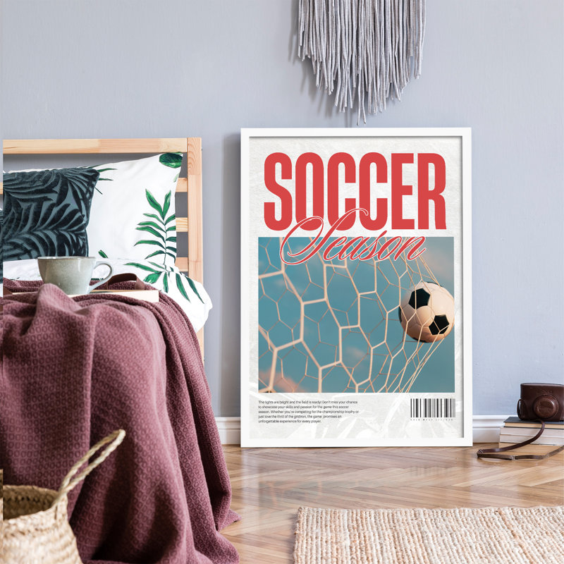 Reproduction d'art Z Studio Modern Soccer Love, Cadre noir