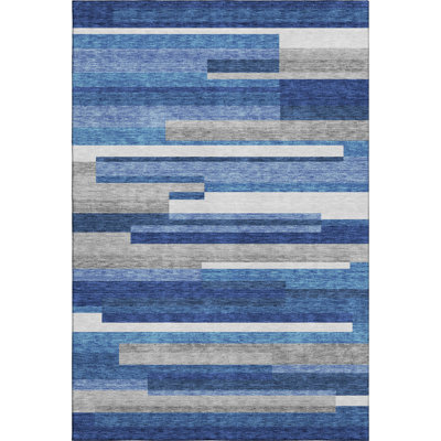 Premium Machine Washable Prisco Blue Rug