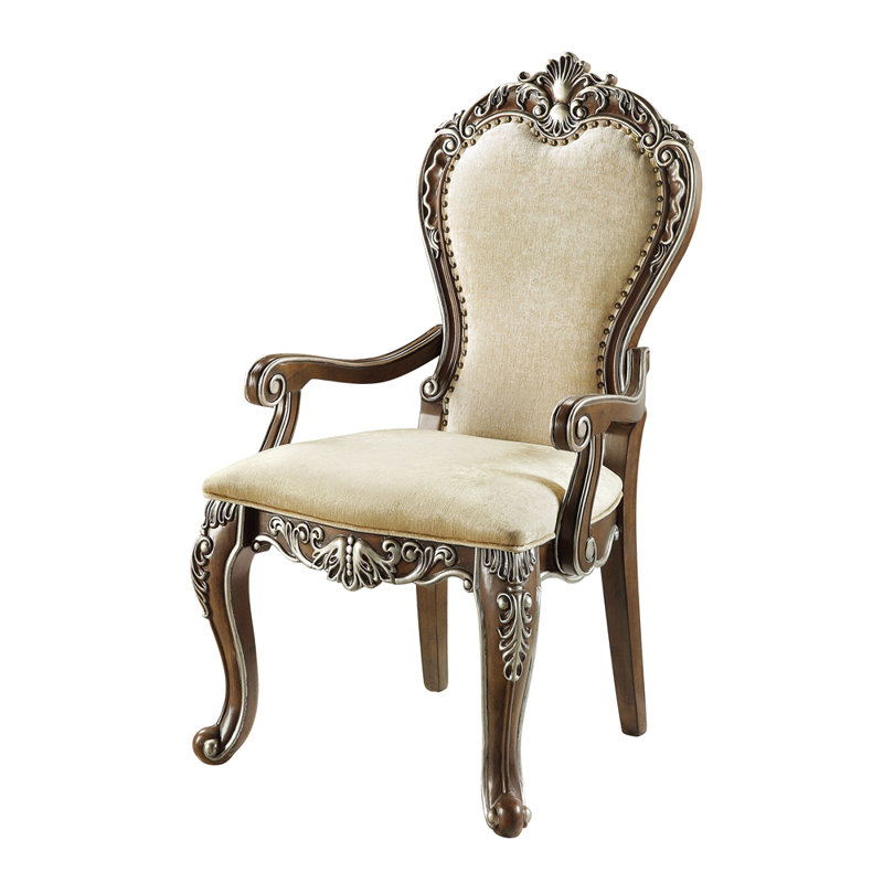 Chaise avec accoudoirs à finition chêne antique Latisha (ensemble de 2)