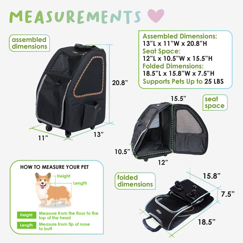 Sac de transport pour animaux 5 en 1 Petique, Rose