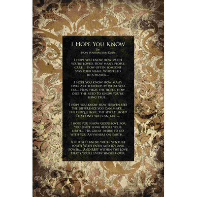 " I Hope You Know Poem "