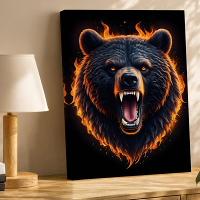 Toile «A Fierce Bear S Head Dominates The Center of the Wall Art Composition»
