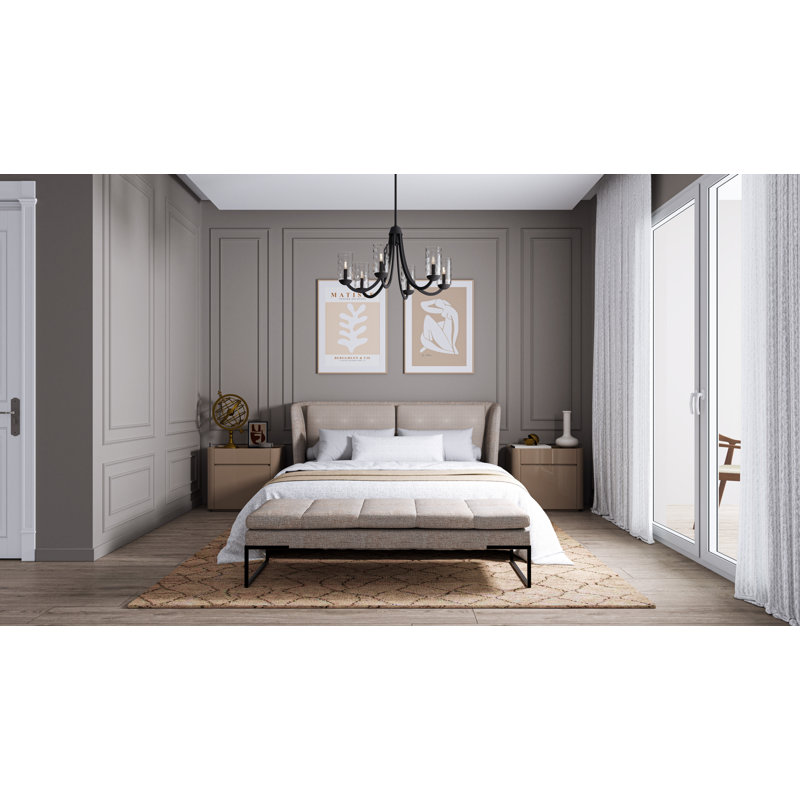 Allard 8-Light Chandelier, 6 Lights, Matte Black, 20" H x 32" W x 32" D