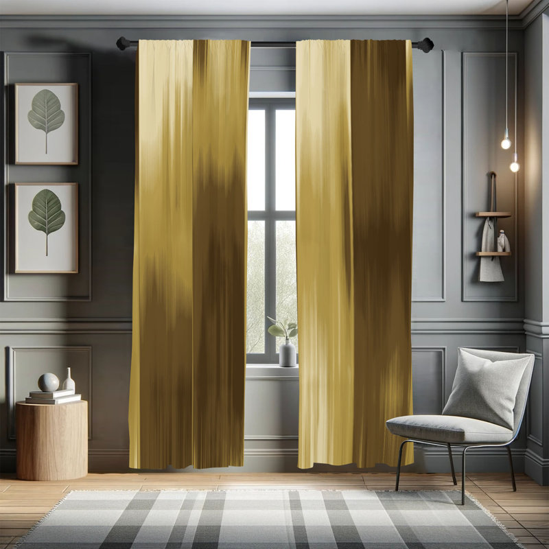 Microfiber Floral Semi-Sheer Rod Pocket Curtain Panels, 28" W x 95" L, Brown/Beige