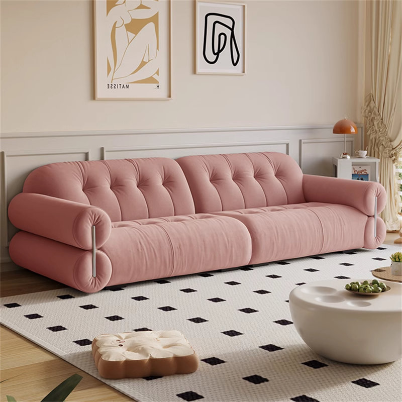 French Light Luxury Cream Style Sofa, Pink