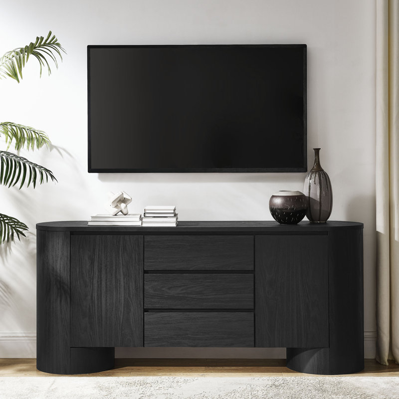 Buffet de rangement arrondi Duval, Noir, noir, noir, noir