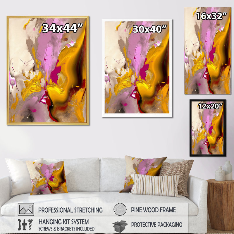 «Luscious Interlude Of Divine Secrets Abstract I», reproduction d'art sur toile, 32" H x 24" W, Cadre flottant blanc