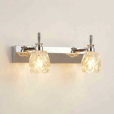 2 Light Dimmable Exquisite Tulip-Shaped Glass Vanity Lights For Bathroom With Bulbs