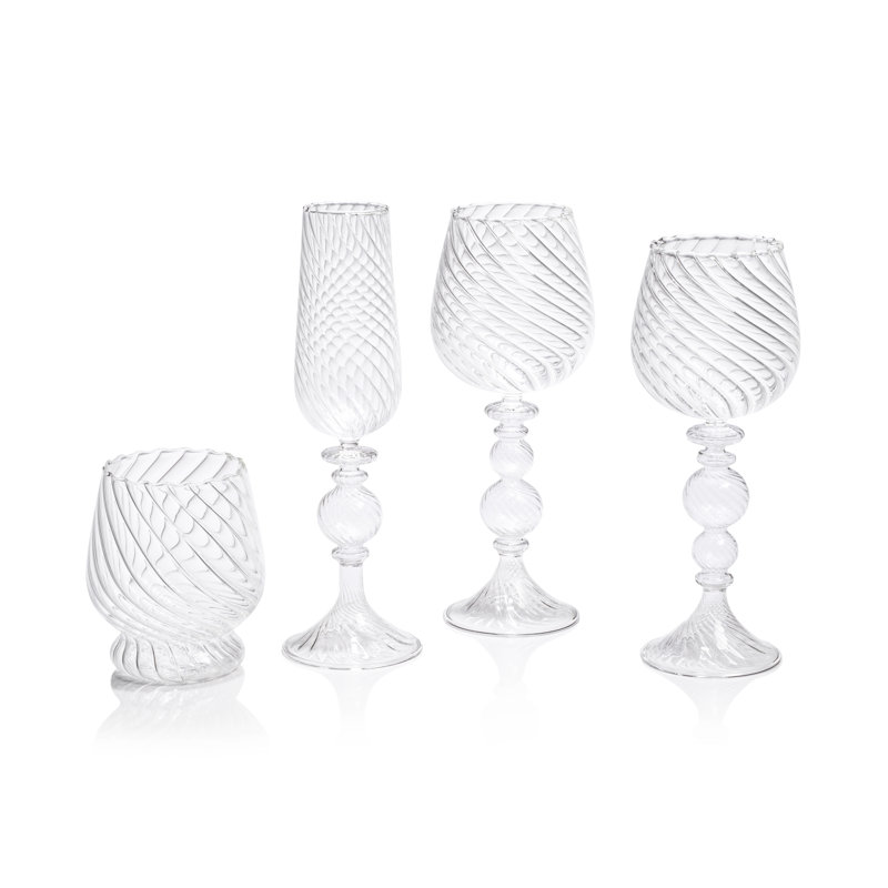 Ensemble de 4 verres à champagne torsadés Mireida