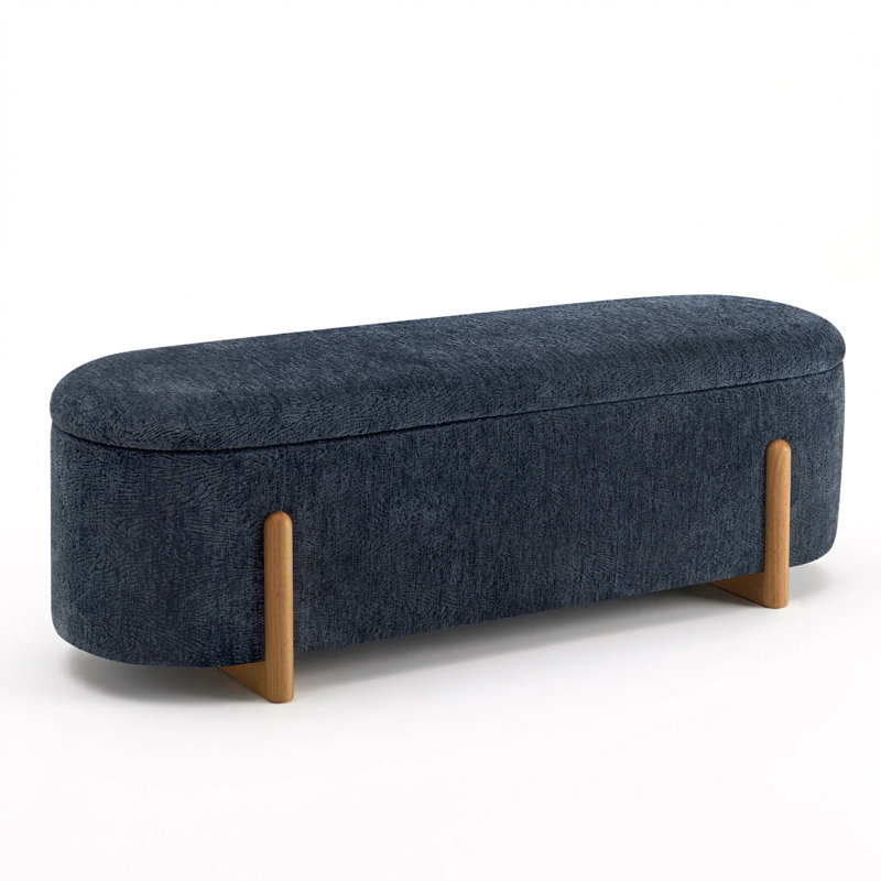 Banc de rangement rembourré 51,2 po, DARKBLUE